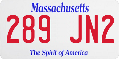 MA license plate 289JN2