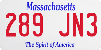 MA license plate 289JN3