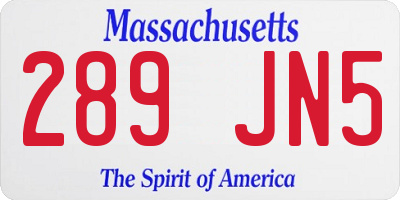 MA license plate 289JN5