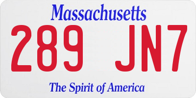 MA license plate 289JN7