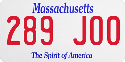 MA license plate 289JO0