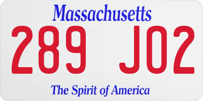 MA license plate 289JO2