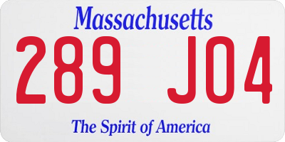 MA license plate 289JO4