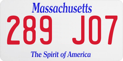 MA license plate 289JO7