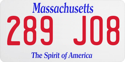 MA license plate 289JO8