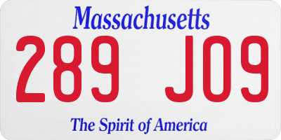 MA license plate 289JO9