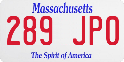 MA license plate 289JP0