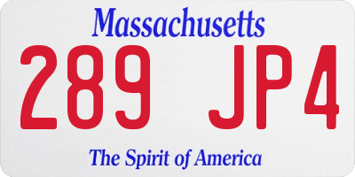 MA license plate 289JP4