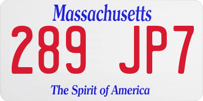 MA license plate 289JP7