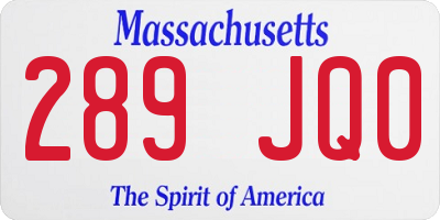 MA license plate 289JQ0