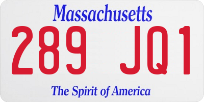 MA license plate 289JQ1
