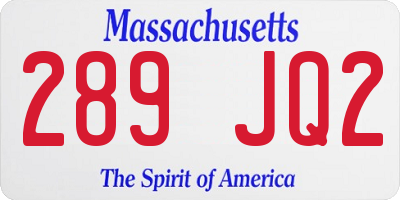 MA license plate 289JQ2