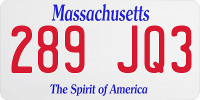 MA license plate 289JQ3