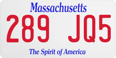 MA license plate 289JQ5