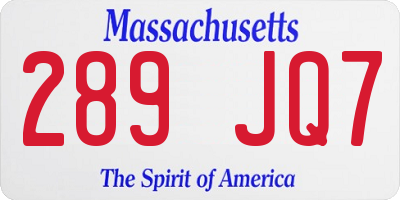 MA license plate 289JQ7