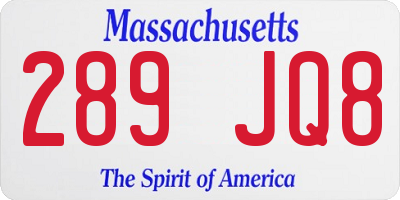 MA license plate 289JQ8