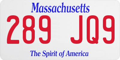 MA license plate 289JQ9