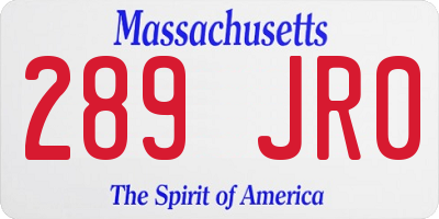 MA license plate 289JR0