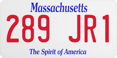 MA license plate 289JR1