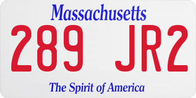MA license plate 289JR2