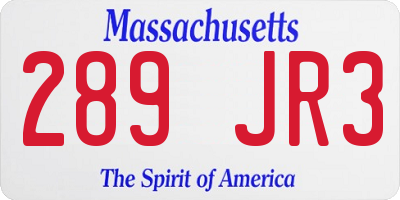 MA license plate 289JR3