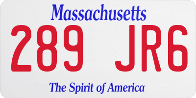 MA license plate 289JR6