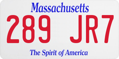 MA license plate 289JR7