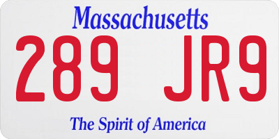 MA license plate 289JR9