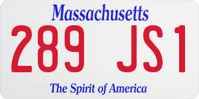MA license plate 289JS1