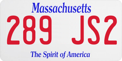MA license plate 289JS2