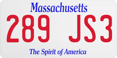 MA license plate 289JS3