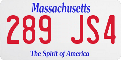 MA license plate 289JS4