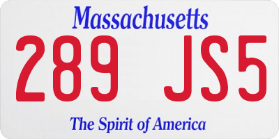 MA license plate 289JS5