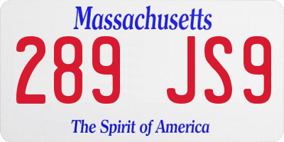 MA license plate 289JS9
