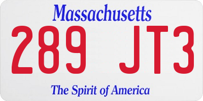 MA license plate 289JT3