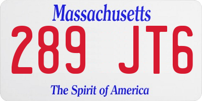 MA license plate 289JT6