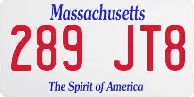 MA license plate 289JT8