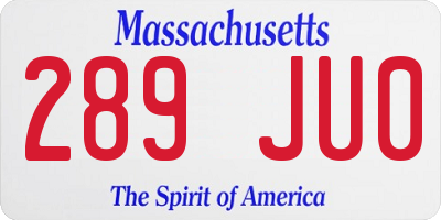 MA license plate 289JU0