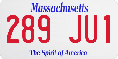 MA license plate 289JU1