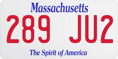 MA license plate 289JU2