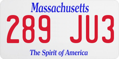 MA license plate 289JU3