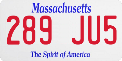 MA license plate 289JU5