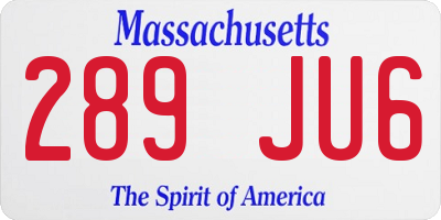 MA license plate 289JU6