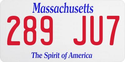 MA license plate 289JU7