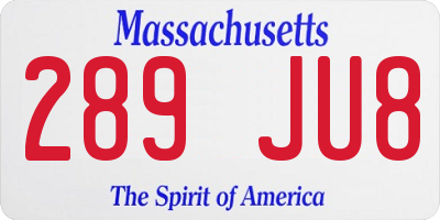 MA license plate 289JU8