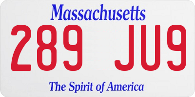 MA license plate 289JU9