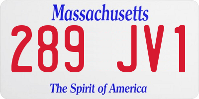 MA license plate 289JV1