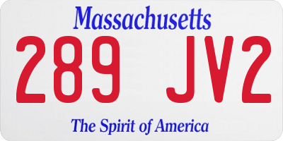 MA license plate 289JV2