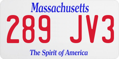 MA license plate 289JV3