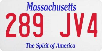 MA license plate 289JV4